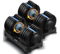 LSBIKE 24KG/48KG Adjustable Dumbbells Single/Pair for 15 Level Weight Settings Adjustable 15-in-1 Weights Dumbbell w/Safety Locking Mechanism Non-Slip Grip Saving-Space Design (Blue, pair)