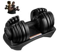 LSBIKE Adjustable Dumbbells Set, 24KG Pair or 24KG Single, Quick Adjustment, Anti Slip Handle, Space Saving & Strength Training Weights for Home Gym Exercise & Fitness (Black, single)