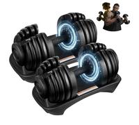 LSBIKE Adjustable Dumbbells Set, 24KG Pair or 24KG Single, Quick Adjustment, Anti Slip Handle, Space Saving & Strength Training Weights for Home Gym Exercise & Fitness (Black, pair)