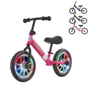 LSBIKE Balance Bike, 12" Kids Bike Toddler Training Bike No Pedal Children Cycles with LED Light up Wheels Adjustable Handlebar Leather Seat Fixed bracket for 2-3 Years old Boys and Girls (Dark Pink)