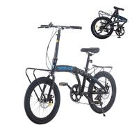 LSBIKE Folding Bike, 20Inch Folding Bikes for Adults with 2 Rack Foldable Bicycle 7 Speed Drivetrain Road Bikes Disc Brake City Bike Lightweight Portable Bike for Ladies Men Teenager (BlackBlue)