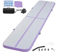 LSBIKE Inflatable Tumble Track Gymnastics Mat, 3m/4m/5m/6m Air Mat with Pump, Portable Air-Filled Tumbling mat for Home, Cheer, Yoga, Kids & Adults - Non-Slip & Waterproof (Purple, 6m/20ft)