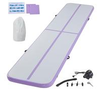 LSBIKE Inflatable Tumble Track Gymnastics Mat, 3m/4m/5m/6m Air Mat with Pump, Portable Air-Filled Tumbling mat for Home, Cheer, Yoga, Kids & Adults - Non-Slip & Waterproof (Purple, 4m/13ft)