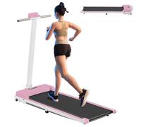 LSBIKE Walking Pad Treadmill 2.5HP Under Desk Treadmill for Home and Office 3 in 1 Foldable Running Treadmills Walking Running Pad 330 Lbs Capacity No Assembly Remote Control & LED Display (Pink)
