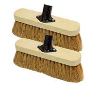 LSC 10” Broom Head Only Indoor Outdoor Soft Broom Sweeping Brush Natural Coco Bristles Floor Brush with Soft Bristles for Office Kitchen Warehouse (PACK OF 2)