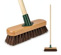 LSC 10” Deck Scrubber Brush with Handle Stiff Bassine Bristles Outdoor Broom Wooden Handle Heavy Duty Floor Scrub Brush for Patio Decking Garden Pathways & Yard Cleaning (PACK OF 1)