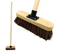 LSC 10” Garden Broom with Wooden Handle - Heavy Duty Outdoor Yard Brush with Stiff Bristles Durable Support Bracket Broom for Sweeping Patio & Yard (PACK OF 1)