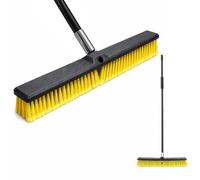 LSC 24'' Extra Large Commercial Garden Broom Heavy Duty Wide Yard Brush with Long Stainless Steel Handle & Stiff Bristles for Driveway Patio Deck Warehouse Lawn & Garage
