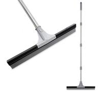 LSC Floor Squeegee with Long Handle 46cm Wide Rubber Floor Wiper for Shower Bathroom Kitchen Garage Patio Window Cleaning Adjustable Stainless Steel Handle Water Scraper Floor Cleaner