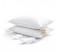 LSC Luxury White Duck Feather and Down Pillows Comfy Hotel Quality Pillow Pair Soft Duck Feather Filling 100% Polyester Cover Bed Pillows for Side Back Sleeping (pack of 2)