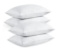LSC Luxury White Duck Feather and Down Pillows Comfy Hotel Quality Pillow Pair Soft Duck Feather Filling 100% Polyester Cover Bed Pillows for Side Back Sleeping (pack of 4)