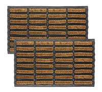 LSC Tuff Scrape Extra Large Door Mat Heavy Duty Outdoor Doormats Removes Grass, Mud and Dirt 100% Natural Coir Bristle with Rubber Backing Machine Washable Doormats (nbs Pack of 2, 45 x 75 cm)