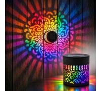 Lscsdf Seven-Color Changing Solar Mandala Projection Wall Light Decorative Solar Mandala Lights Outdoor Waterproof Metal Fence Lights for Yard Garden Post Patio Backyard Decor(1pc)