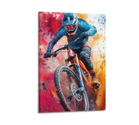 LSCUTBN Mountain Biker in Action Decorative Poster Poster Decorative Painting Canvas Wall Posters And Art Picture Print Modern Family Bedroom Decor Posters 20x30inch(50x75cm)