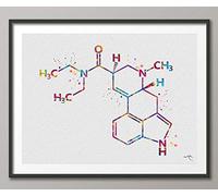 LSD Molecule Watercolor Print Chemical Molecule Symbol Wall Art Nerd Science Art Biology Medical Art Chemistry Laboratory Medical Decor-1645