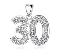 LSDesigns 30 Charm Bead 925 Sterling Silver fits Pandora Moments Women's Charms Bracelet & Necklace - 30th Happy Birthday Gift for Her Girls Women Daughter Sister Wife