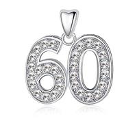 LSDesigns 60 Charm Bead 925 Sterling Silver fits Pandora Moments Women's Charms Bracelet & Necklace - 60th Happy Birthday Gift for Her Girls Women Daughter Sister Wife Mum Nan Nana