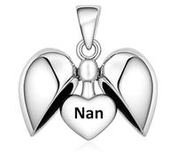 LSDesigns Nan Love Heart Charm Bead Necklace Pendant 925 Sterling Silver fits Pandora Moments Women's Charms Bracelet - Birthday Gift for Her Nana Nanny