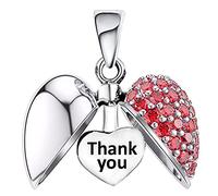 LSDesigns Thank You Pendant Charm S925 Sterling Silver Bead fits Pandora Moments Charms Bracelet & Necklace - Gift boxed (Red)