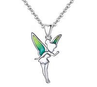 LSDesigns Tinkerbell Fairy Necklace 925 Sterling Silver Pendant with a 20" (50cm) Cable Style Link Chain Birthday Women Her Girls - Gift Box