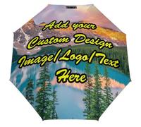 LSDINDF Custom Photo Umbrella, Personalised Umbrella, Design Your Own Logo/Picture/Text, Sun/Rain Foldable Umbrella, Automatic Opening and Closing for Men Women Family Personalized Gift.