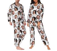 LSDINDF Custom Pyjama with Face Photo, Personalized Casual Pajamas, Funny Family Pajamas Set for Couples, Men Women Custom Pyjama Gifts for Him Her - Various styles