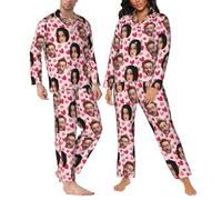 LSDINDF Custom Pyjama with Face Photo, Personalized Casual Pajamas Set for Couples, Men Women - Funny Family Gifts for Him Her - Various Styles