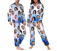 LSDINDF Custom Pyjama with Face Photo, Personalized Casual Pyjama, Funny Family Pajamas Set for Couples, Men Women Custom Pyjama Gifts for Him Her - Various styles