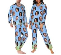 LSDINDF Custom Pyjama with Face Photo, Personalized Casual Pyjama, Funny Family Pajamas Set for Couples, Men Women Custom Pyjama Gifts for Him Her - Various styles