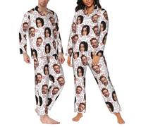 LSDINDF Custom Pyjama with Face Photo, Personalized Casual Pyjama, Funny Family Pajamas Set for Couples, Men Women Custom Pyjama Gifts for Him Her - Various styles