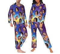 LSDINDF Custom Pyjama with Face Photo, Personalized Casual Pyjama, Funny Family Pajamas Set for Couples, Men Women Custom Pyjama Gifts for Him Her - Various styles