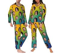 LSDINDF Custom Pyjama with Face Photo, Personalized Casual Pyjama, Funny Family Pajamas Set for Couples, Men Women Custom Pyjama Gifts for Him Her - Various styles