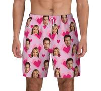 LSDINDF Personalized Men Swim, Custom Faces Print Men's Swim Trunks, Custom Photo Men Swim Shorts, 2 in 1 Swim Shorts with Lining with, Quick Dry Sports Beach Shorts Gift.