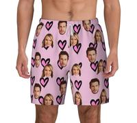 LSDINDF Personalized Men Swim, Custom Faces Print Men's Swim Trunks, Custom Photo Men Swim Shorts, 2 in 1 Swim Shorts with Lining with, Quick Dry Sports Beach Shorts Gift.