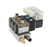 LSDJYESIT 3V210-08-NC Normally Closed Electromagnetic Solenoid Valve Block with Muffler Fitting Base Manifold DC12v 24v AC110v 220v 3 Port 1Pcs(Dc24v 4mm Fittings,4 Stations)