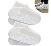 LSDWL Waterproof Shoe Covers 2 Pairs,Rain Shoe Covers Reusable Silicone Non Slip Shoe Covers for Outdoor,Rain Shoe Covers for Women and Men (Clear, Large)