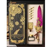 LSFCHYBY Quill Feather Pen and Ink Set,Calligraphy Set,Calligraphy Kits Include Antique Quill Feather Pen,5Nibs,1 Bottles Inks,Pen Holder for Beginners Birthday Gift (Purple)