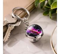 LsFind, Fashion Jewelry 3D Galaxy Crystal Ball Keychain Glow in the Dark Planet Pendant Luminous Cosmic Starry Sky Pocket Keyring for Car Keys, Backpack (Neon 014)