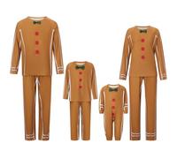 LSFYSZD Christmas Pajamas for Family Xmas Family Matching Pyjamas 2pcs Pjs Sets Adult Kids Baby Holiday Loungewear Nightwear Sleepwear Jammies (Kid, 7 Years, Gingerbreadman Brown)