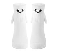 LSFYSZD Couple Novelty Socks Cartoon Magnetic Holding Hands Socks Cute Elastic Walking Socks for Women Men Clothing Accessory (White Smiley Face, One Size)