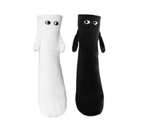 LSFYSZD Couple Novelty Socks Cartoon Magnetic Holding Hands Socks Cute Elastic Walking Socks for Women Men Clothing Accessory (Black White, One Size)