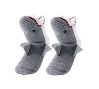 LSFYSZD Kids Creative Cartoon Cotton Socks Novelty Funny Cute Animal Crochet Shark Bite Socks for Girls, Boys (Grey White, S)