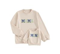 LSFYSZD Mommy and Me Christmas Family Matching Outfits Long Sleeve Crew Neck Mama's Mini/Besties Sweatshirts Pullover Tops for Women Girls
