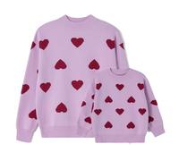 LSFYSZD Mommy and Me Family Matching Outfits Long Sleeve Crew Neck Knit Sweaters Mama&Mini Embroidery Jumpers Pullover Tops for Women Girls (Mama, S, Love Heart Pink)