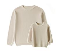 LSFYSZD Mommy and Me Family Matching Outfits Long Sleeve Crew Neck Knit Sweaters Mama&Mini Embroidery Jumpers Pullover Tops for Women Girls (Mama, XL, Z1-Cream)