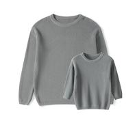 LSFYSZD Mommy and Me Family Matching Outfits Long Sleeve Crew Neck Knit Sweaters Mama&Mini Embroidery Jumpers Pullover Tops for Women Girls (Mama, XL, Z1-Silver Grey)