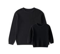 LSFYSZD Mommy and Me Family Matching Outfits Long Sleeve Crew Neck Knit Sweaters Mama&Mini Embroidery Jumpers Pullover Tops for Women Girls (Mama, S, Z1-Black)