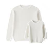 LSFYSZD Mommy and Me Family Matching Outfits Long Sleeve Crew Neck Knit Sweaters Mama&Mini Embroidery Jumpers Pullover Tops for Women Girls (Mini, 7-8 Years, Z1-White)