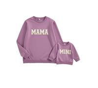 LSFYSZD Mommy and Me Family Matching Outfits Long Sleeve Crew Neck Mama's Mini/Besties Sweatshirts Pullover Tops for Women Girls