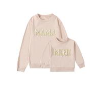 LSFYSZD Mommy and Me Family Matching Outfits Long Sleeve Crew Neck Mama's Mini/Besties Sweatshirts Pullover Tops for Women Girls (Women, Beige Mama/Mini, M)